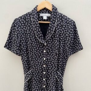 90’s David Warren Button Front Long Floral Vintage Short Sleeve Party Dress